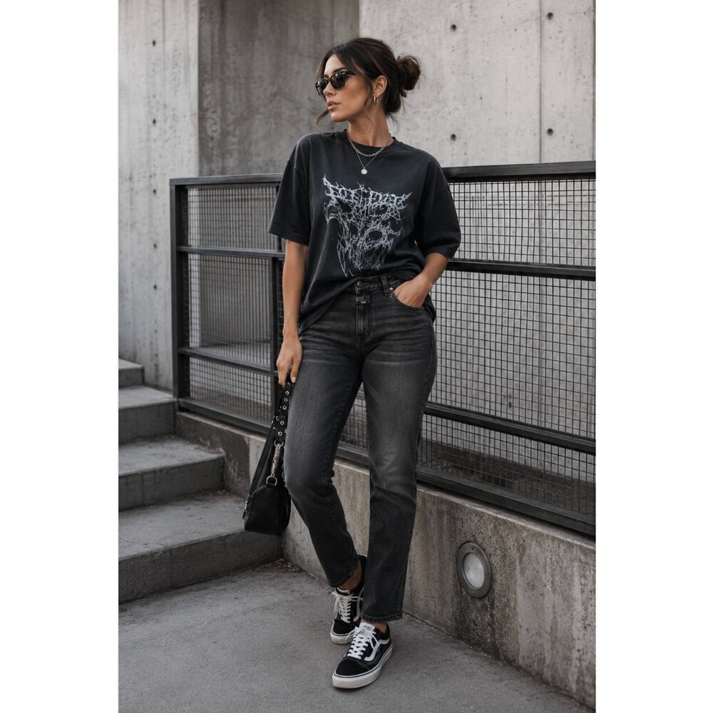 Closed Denim Jeans Women 29 Black Skinny Pusher Baker Jeans Candiani Minimal Emo